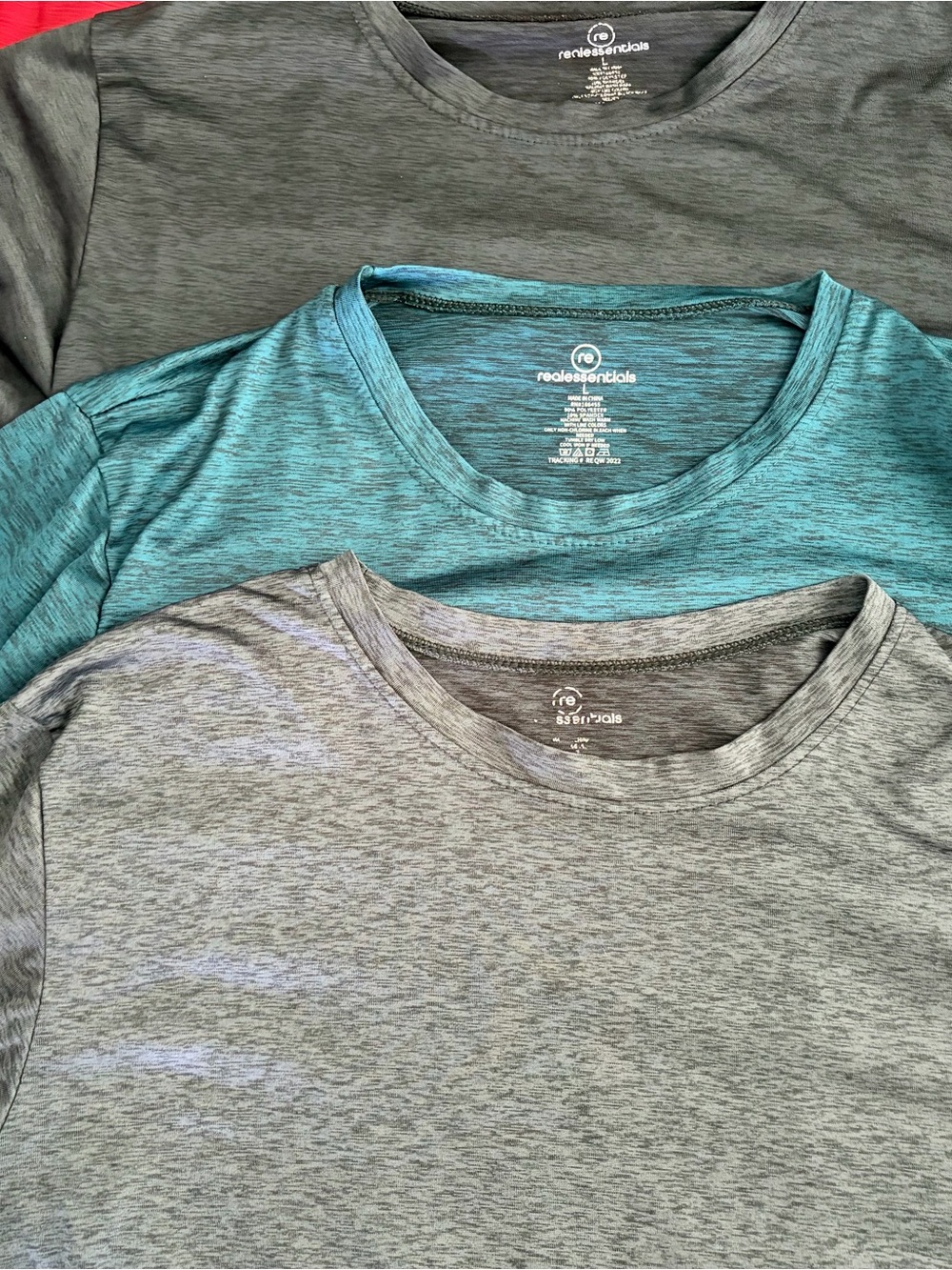 Men's Active Tee Bundle - Red, Charcoal, Teal, Gray - Picture 3 of 3